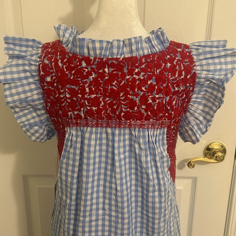 Tuckernuck J. Marie The Rebel Ruffle Blue and White Gingham Dress NWT Size XS - Picture 6 of 9